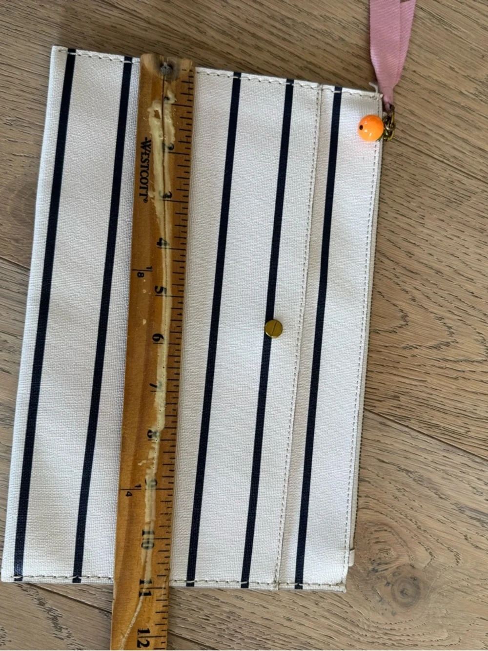 J. Crew Stripe Pouch White Blue